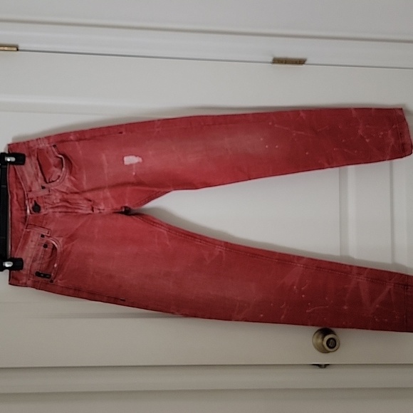 Armani Exchange Size 29 Reg Red Destroy & Paint Jeans Gently Used Condition